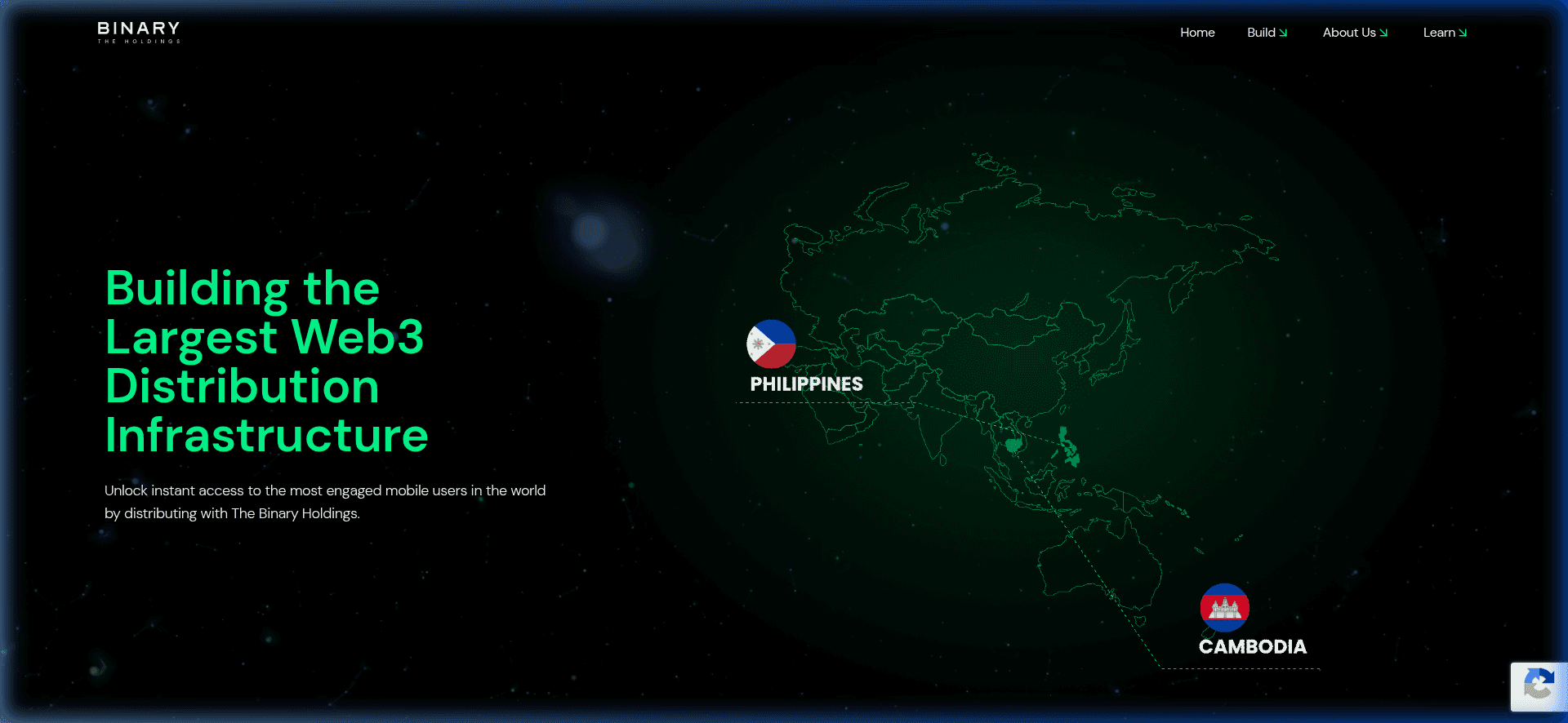 Screenshot of The Binary Holdings Landing — Web3 Landing Page