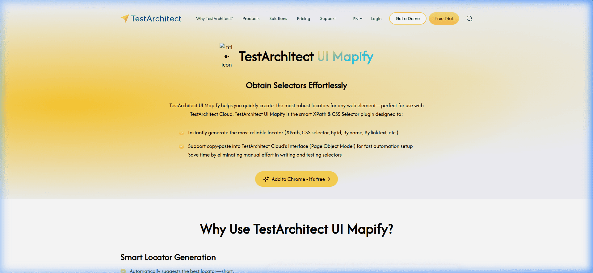 Screenshot of TestArchitect UI Mapify — Browser Extension
